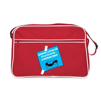 Humorist Quote on Blue Sofa - Retro Bag - red/white - Front