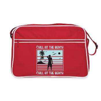 Relaxed Beach Silhouette Design - Retro Tasche - Rot/Weiß - Vorne