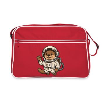 Space otter with spacesuit - Retro Bag - red/white - Front
