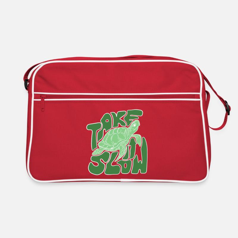 Take It Slow Turtle – Relaxed Ocean Vibes Design Retro Bag