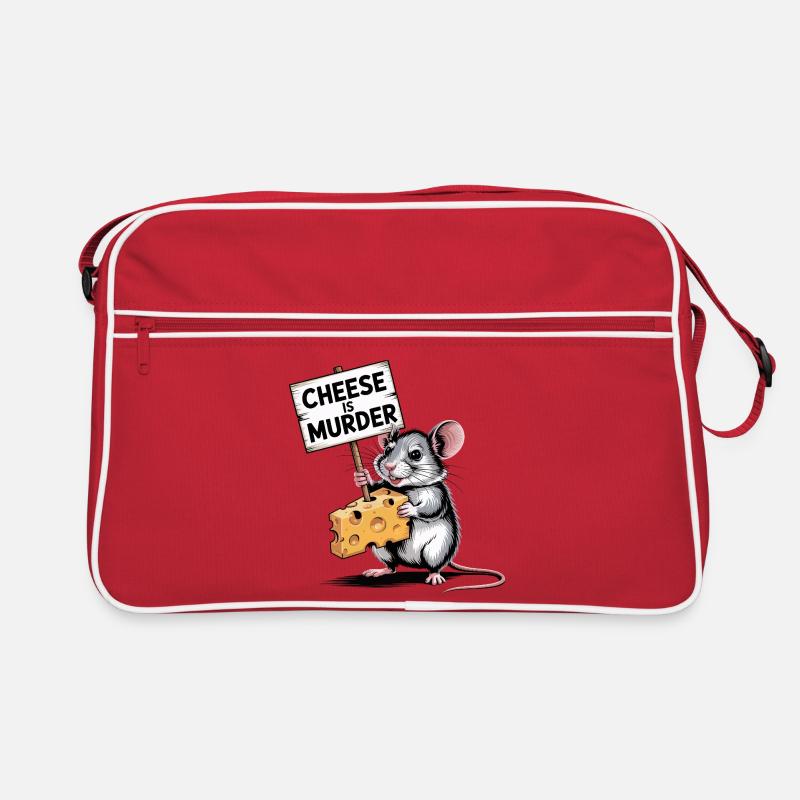 Käse ist die Mördermaus - Retro Tasche - Rot/Weiß