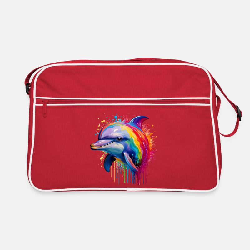 Impression d’art dauphin coloré Sac Retro
