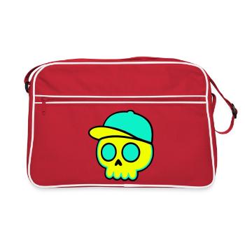 Neon Skull Cap Streetwear - Retro Bag - red/white - Front