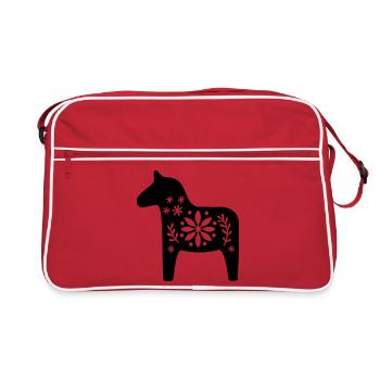 Cheval Dala scandinave – Art populaire nordique Design - Sac Retro - rouge/blanc - Devant