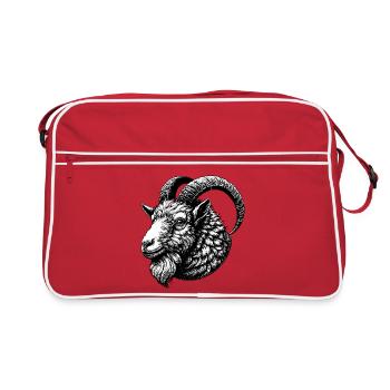 Visage de chèvre Portrait de chèvre - Sac Retro - rouge/blanc - Devant