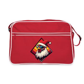 Poulet de Noël dans un coucher de soleil rétro - Sac Retro - rouge/blanc - Devant