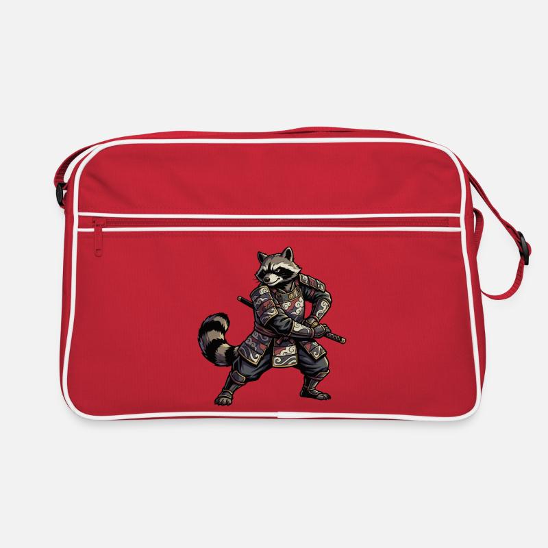 Waschbär Samurai mit Katana Retro Tasche