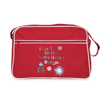 là où les fleurs s’épanouissent, je veux vivre - Sac Retro - rouge/blanc - Devant