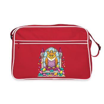 Trône de la chouette des couronnes devant un vitrail - Sac Retro - rouge/blanc - Devant