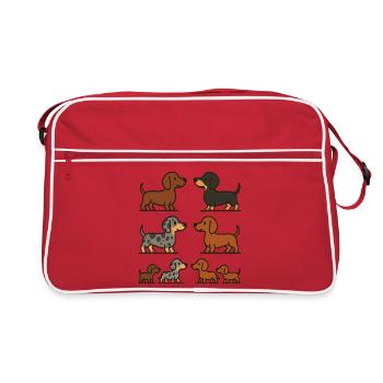 Dachshund Quartet Illustration Pack - Retro Bag - red/white - Front