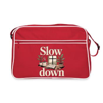 Slow Down Simple Living Anti Hustle Tranquility - Retro Bag - red/white - Front