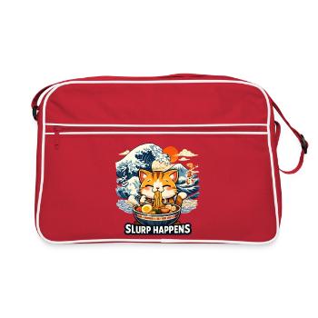 Ramen Neko Great Wave - Retro Bag - red/white - Front