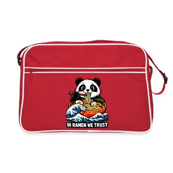 Panda Ramen: In Ramen We Trust - Retro Tasche - Rot/Weiß - Vorne