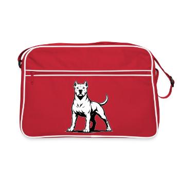 Dogo Argentino dans une pose fière - Sac Retro - rouge/blanc - Devant