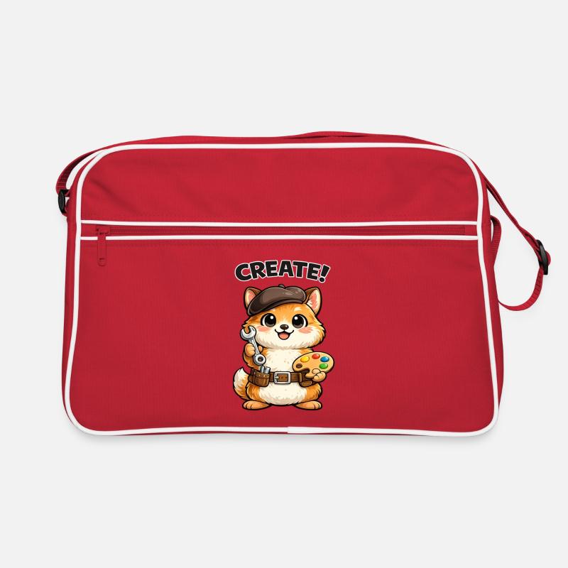 Kitten Artist Creative Workshop Retro Bag