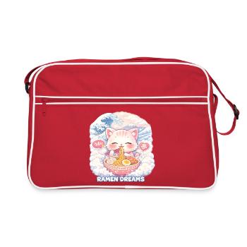 Kawaii Cat Ramen Nouilles Anime Chat - Sac Retro - rouge/blanc - Devant