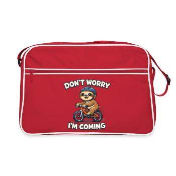 Sloth Bicycle Birthday Gift - Retro Bag - red/white - Front