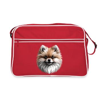 Zwergspitz Pommeraner Pom Süßer Deutscher Spitz - Retro Tasche - Rot/Weiß - Vorne