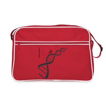 Passionate racing cyclist on DNA double helix - Retro Bag - red/white - Front
