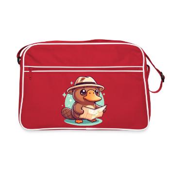 Explorer's beaver with card hat - Retro Bag - red/white - Front
