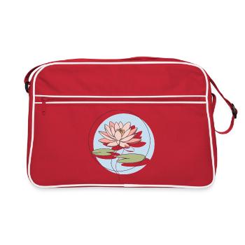 Water Lily Line Art Illustration - Retro Bag - red/white - Front