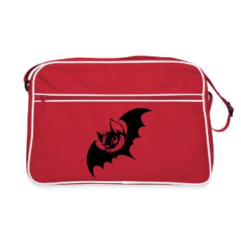 Grinning Bat – Evil Cartoon Bat - Retro Bag - red/white - Front