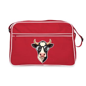 Vache avec des lunettes - Sac Retro - rouge/blanc - Devant