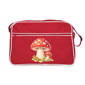 Illustration de champignon rouge Motif de la nature - Sac Retro - rouge/blanc - Devant