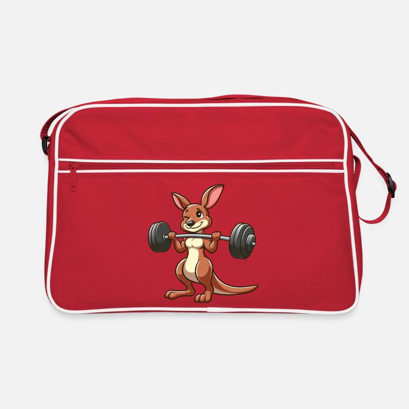 Chibi Kangaroo Dumbbell Workout Cheerful Retro Bag