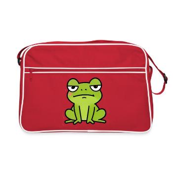 Dessin animé de la grenouille verte endormie - Sac Retro - rouge/blanc - Devant