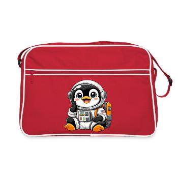 Dessin animé Astronaute Explorateur de l’Espace Pingouin mignon - Sac Retro - rouge/blanc - Devant