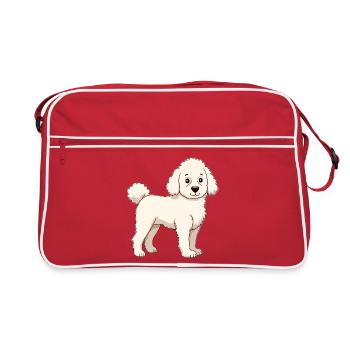 Caniche blanc - Sac Retro - rouge/blanc - Devant