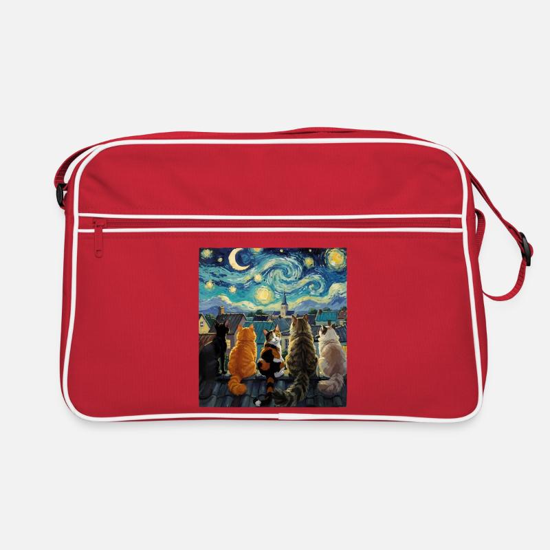 Cat Symphony Over Starry Rooftops Retro Bag