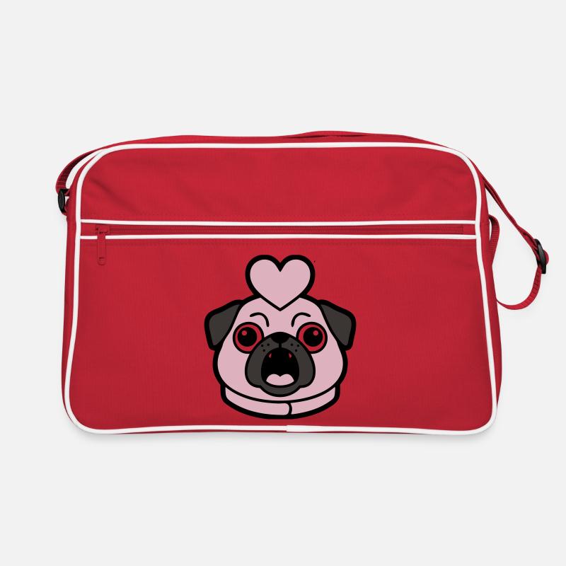 Mops Hund Herz Liebe Bellen Retro Tasche