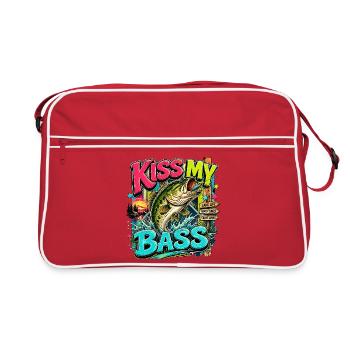 Kiss My Bass Neon Splash - Retro Tasche - Rot/Weiß - Vorne