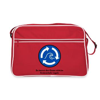 Du kannst den Ozean nicht im... (Maritimes Shirt) - Retro Tasche - Rot/Weiß - Vorne