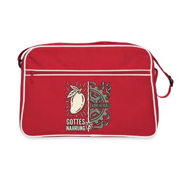 Gottes Nahrung Vs Fabrikfrass - Retro Tasche - Rot/Weiß - Vorne