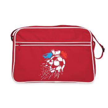 zerfetzter Ball mit WM Fußballteam Frankreich - Retro Tasche - Rot/Weiß - Vorne