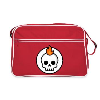Cute Doom Skull Fire Graphic - Retro Bag - red/white - Front