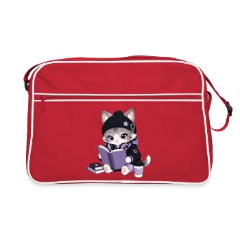Chat lecteur  - Sac Retro - rouge/blanc - Devant