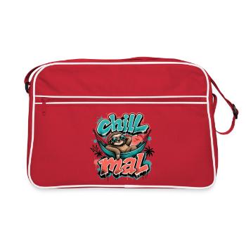 Temps de détente, graffiti de paresseux cool - Sac Retro - rouge/blanc - Devant