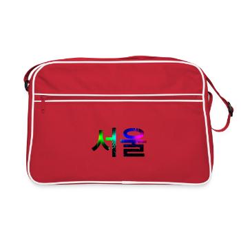 Seoul - in Koreanisch - Neon Design - Retro Tasche - Rot/Weiß - Vorne