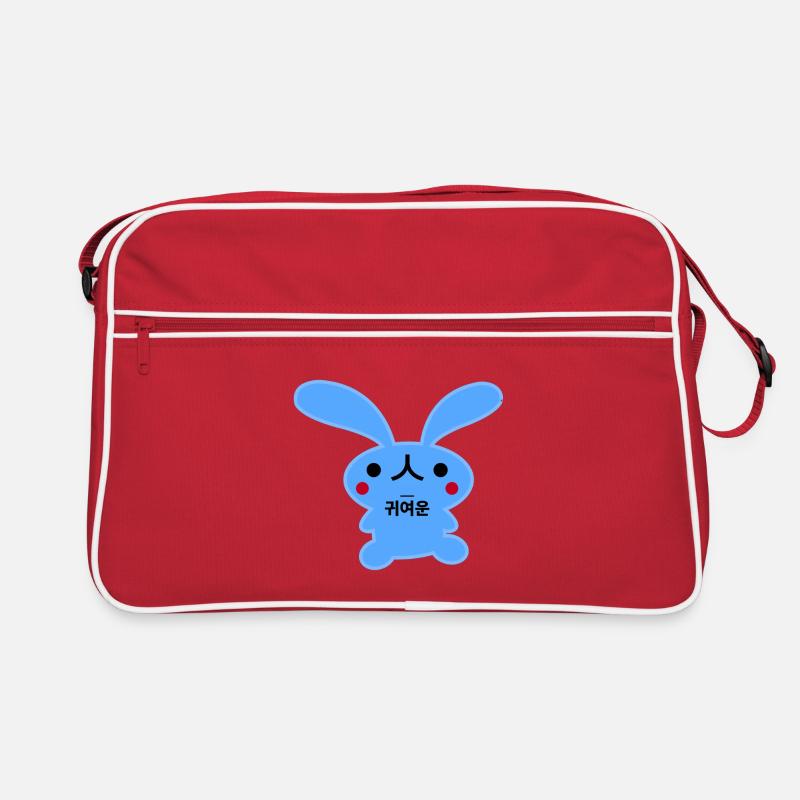 Rabbit Korean Cute blue - Retro Bag - red/white