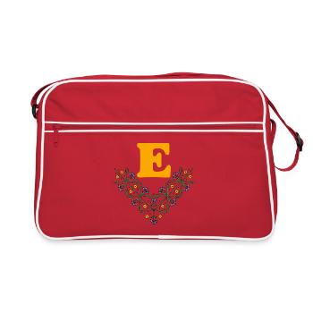 Lettre E Fleur 4 Bleu Orange - Sac Retro - rouge/blanc - Devant
