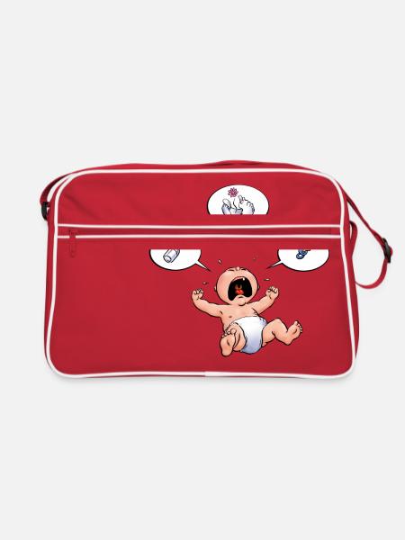 CD - Baby Kreisch Flasche Windel Schnuller Essen - - Retro Tasche - Rot/Weiß - Vorne