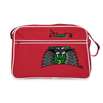 320 Green tractor - Retro Bag - red/white - Front