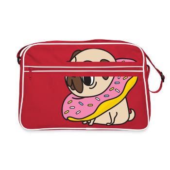 Pug Donut Dog Animaux Animaux domestiques - Sac Retro - rouge/blanc - Devant