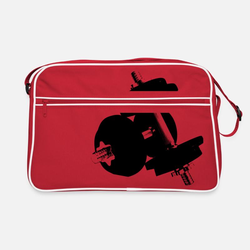 Hanteln - Retro Tasche - Rot/Weiß