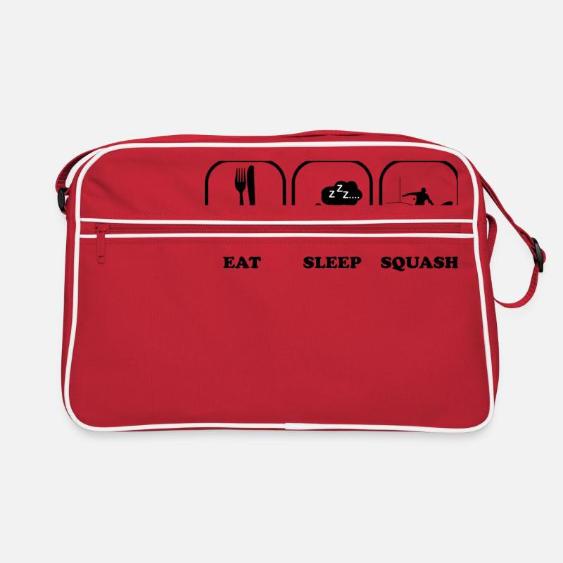 Essen Schlafen Squash Spieler Geschenk idee Retro Tasche