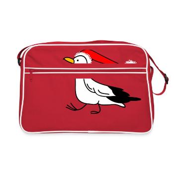 Weihnachtsmöwe - Retro Tasche - Rot/Weiß - Vorne